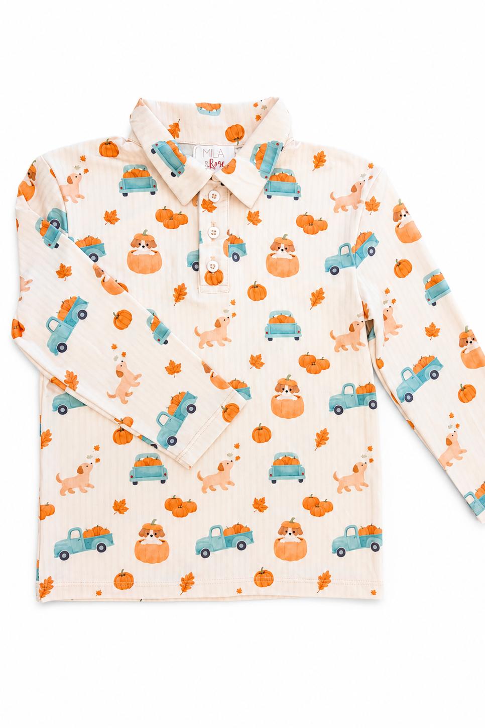 Pumpkin Spice Pups L/S Polo - Aaria Tees Aaria Tees