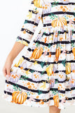 Pumpkins & Peonies 3/4 Sleeve Pocket Twirl Dress - Aaria Tees Aaria Tees