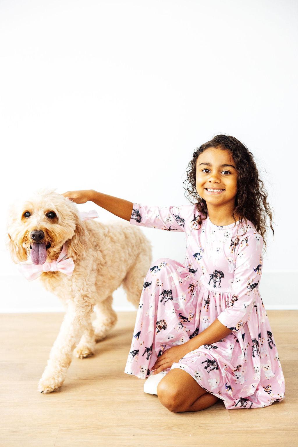 Puppy Kisses 3/4 Sleeve Pocket Twirl Dress - Aaria Tees Aaria Tees