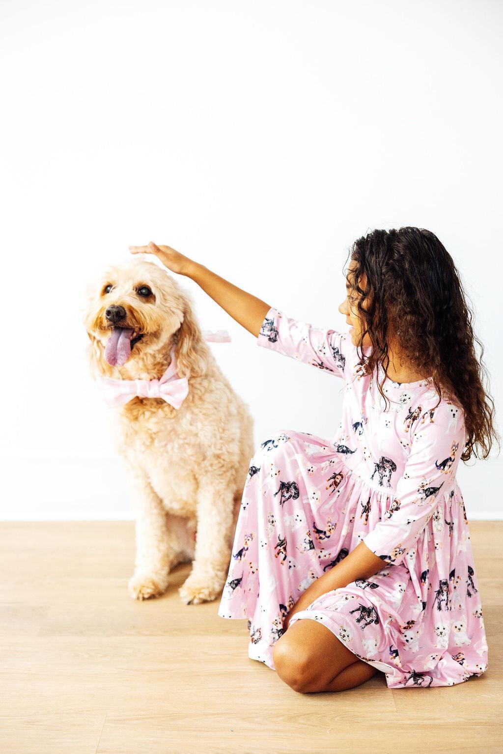 Puppy Kisses 3/4 Sleeve Pocket Twirl Dress - Aaria Tees Aaria Tees