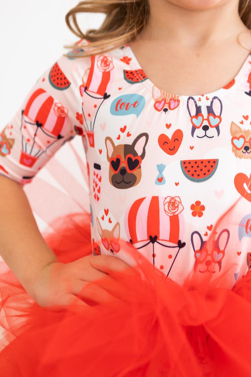 SALE Puppy Love 3/4 Sleeve Tutu Leotard - Aaria Tees Aaria Tees