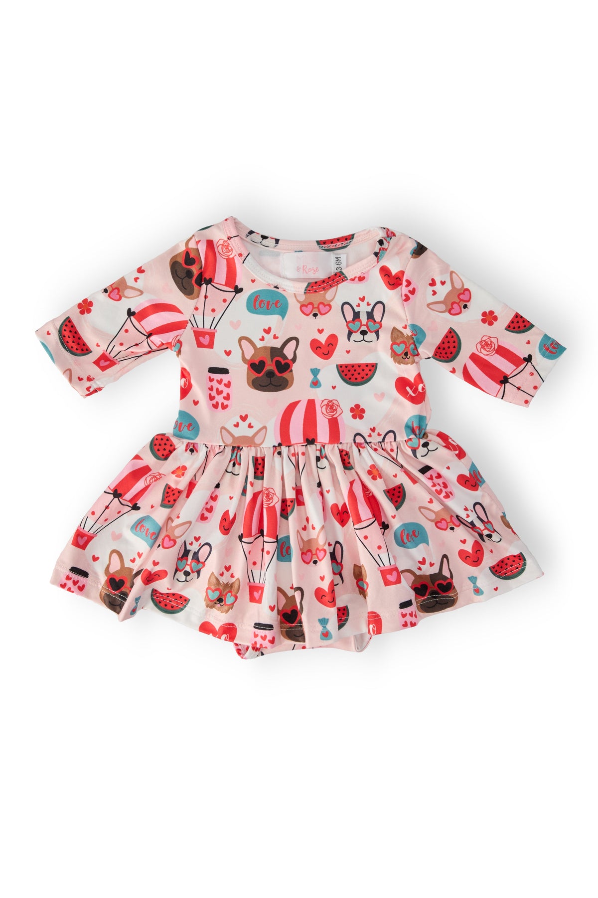 Puppy Love 3/4 Sleeve Twirl Bodysuit - Aaria Tees