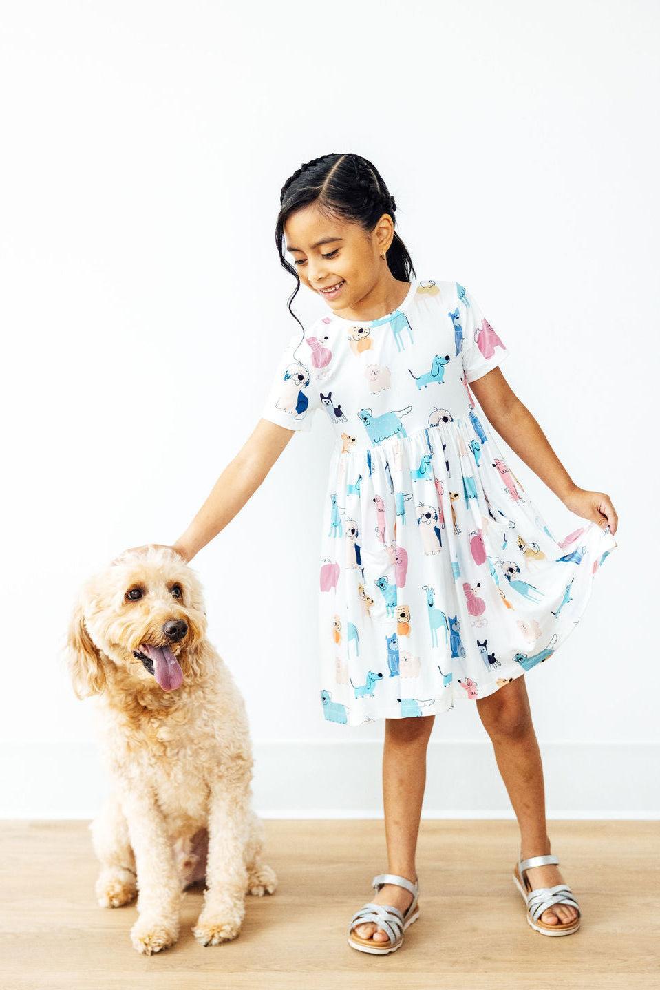 Puppy Pals S/S Pocket Twirl Dress - Aaria Tees Aaria Tees