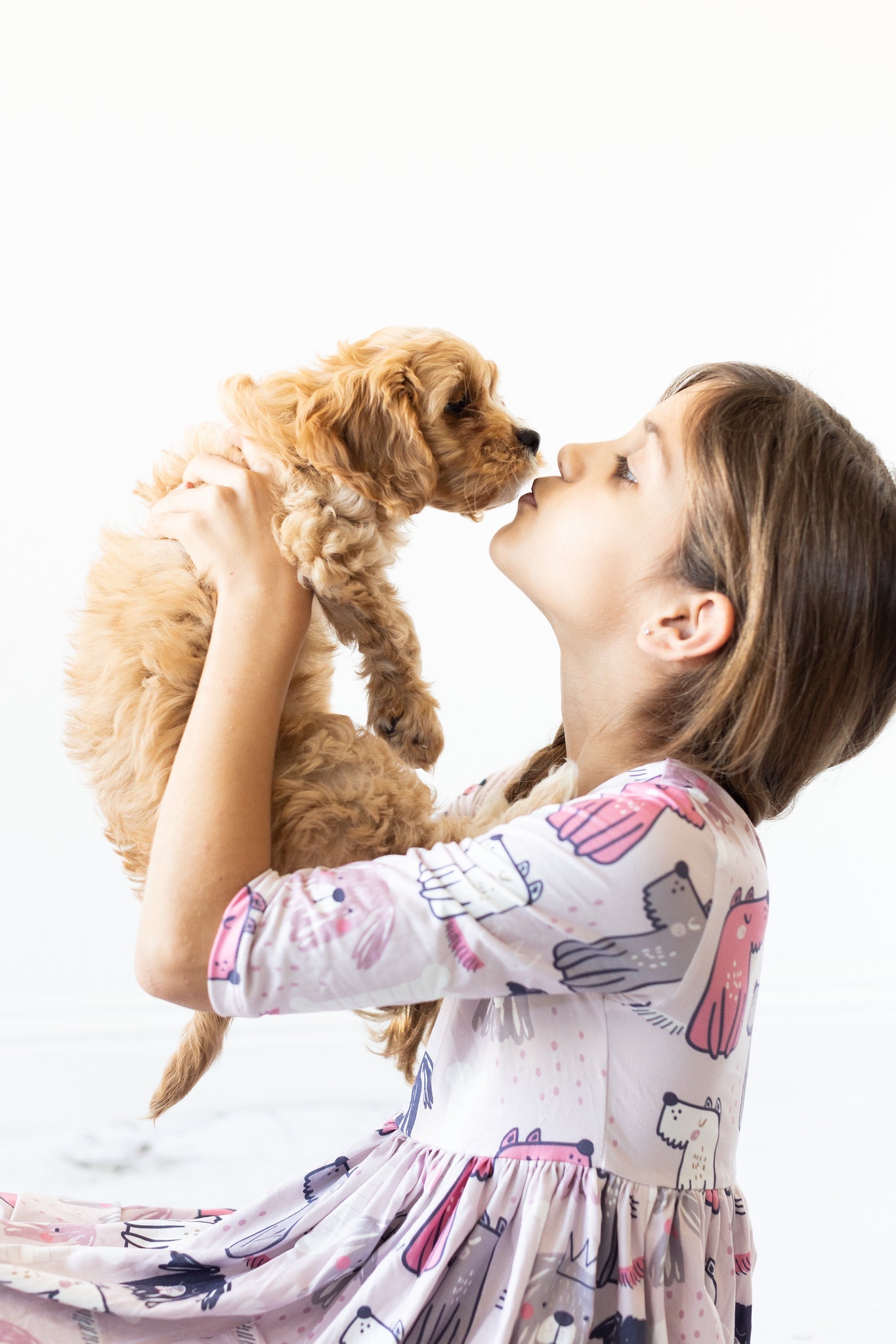 Puppy Party 3/4 Sleeve Pocket Twirl Dress - Aaria Tees Aaria Tees