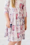 Puppy Party 3/4 Sleeve Pocket Twirl Dress - Aaria Tees Aaria Tees