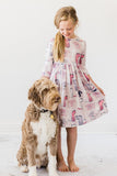 Puppy Party 3/4 Sleeve Pocket Twirl Dress - Aaria Tees Aaria Tees