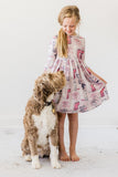 Puppy Party 3/4 Sleeve Pocket Twirl Dress - Aaria Tees Aaria Tees