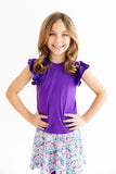 Purple S/S Ruffle Tee - Aaria Tees Aaria Tees