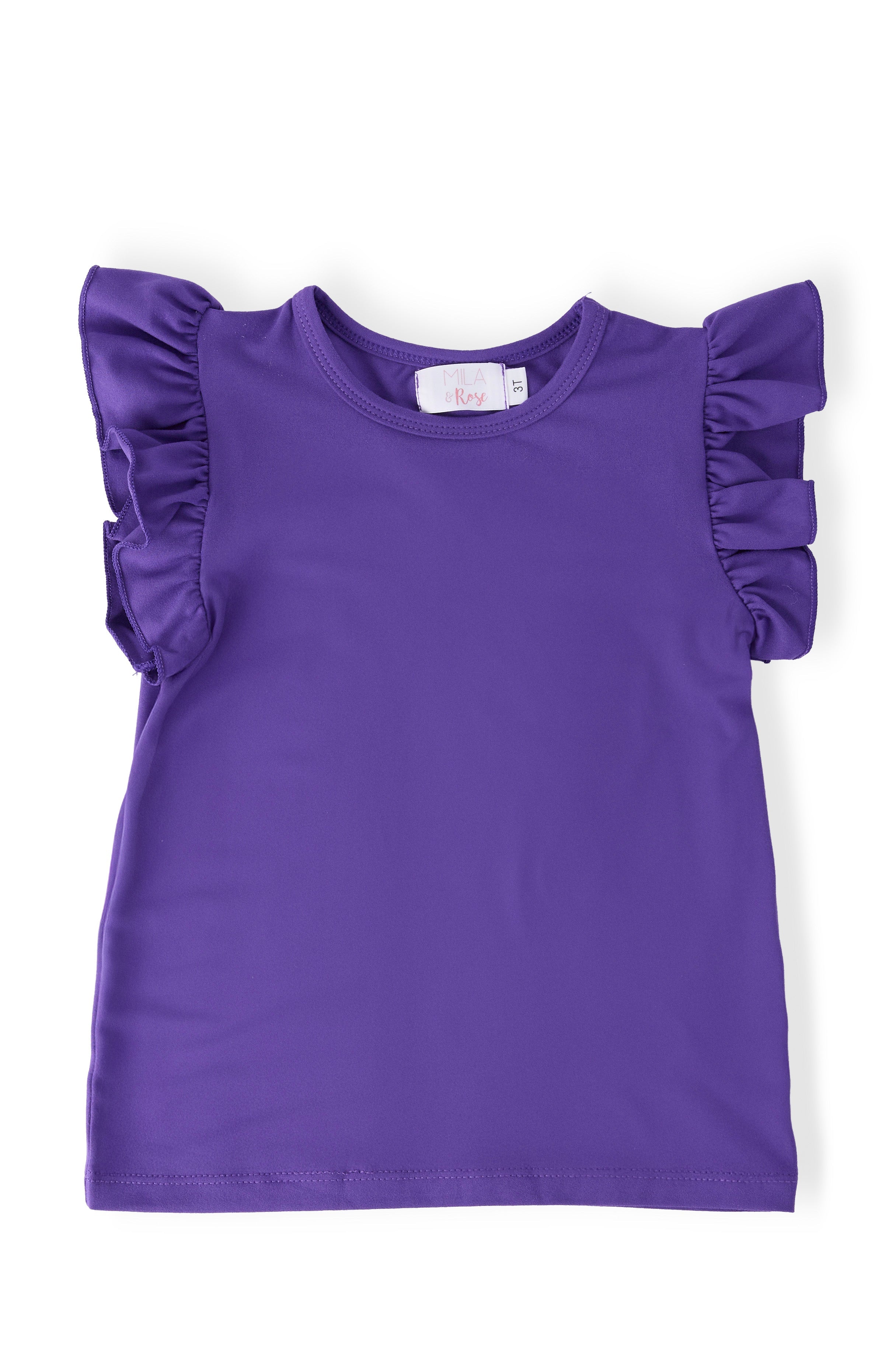 Purple S/S Ruffle Tee - Aaria Tees Aaria Tees