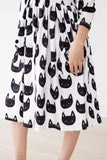 Purrfect 3/4 Sleeve Pocket Twirl Dress Aaria Tees