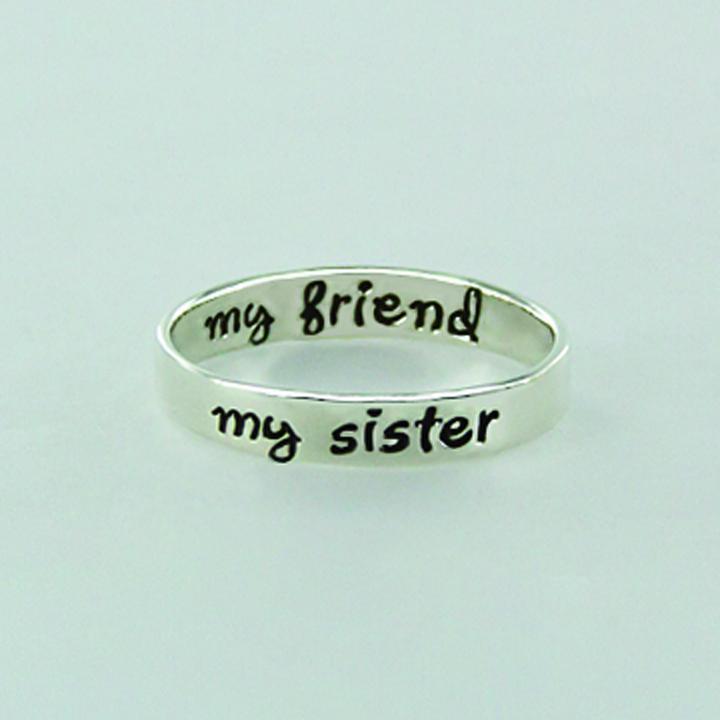 My Sister My Friend Sterling Silver Ring - Aaria Tees Aaria Tees