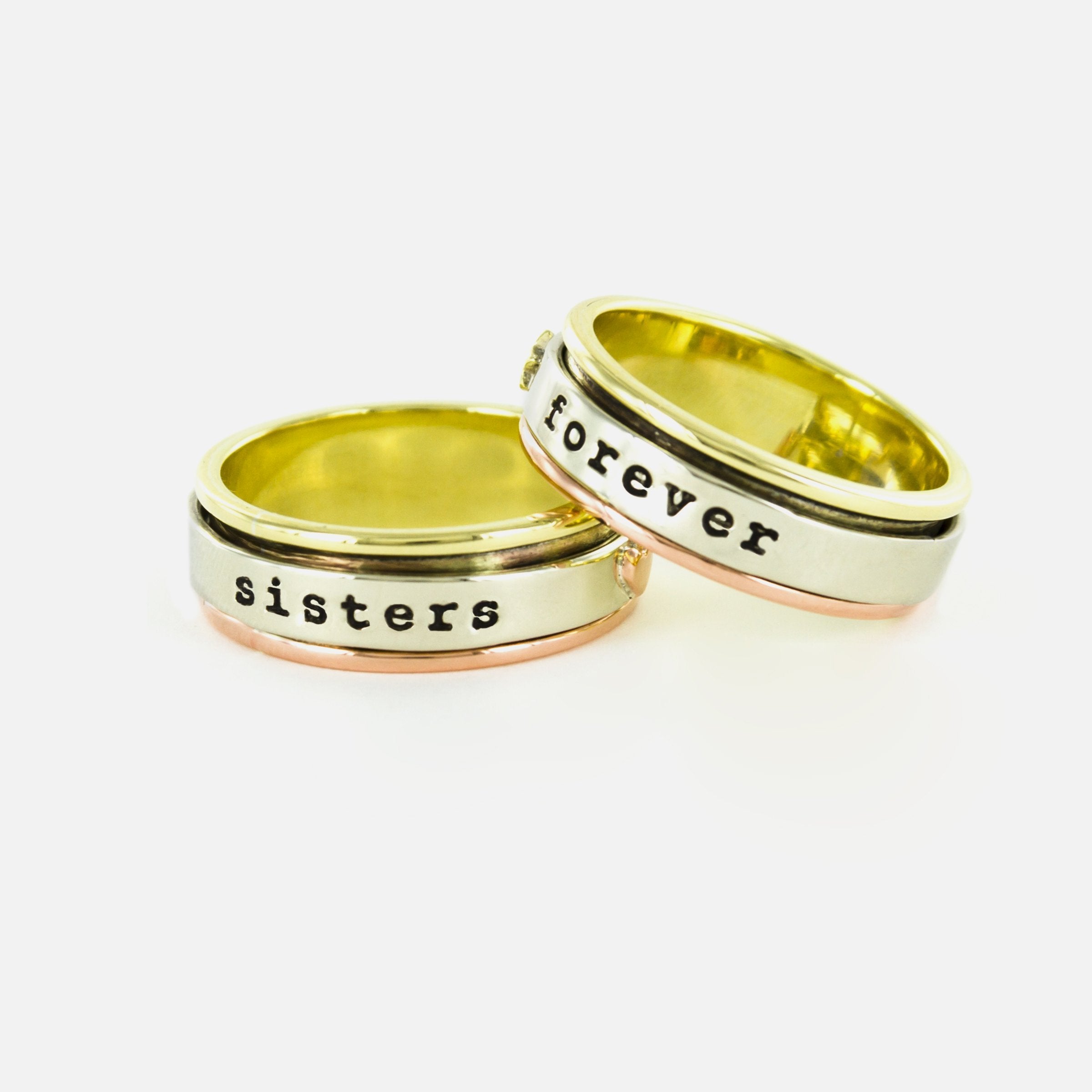 Sisters Forever Mixed Metals Spinning Ring - Aaria Tees Aaria Tees
