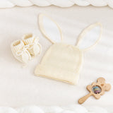 Bunny Ear Knit Beanie in Cream - Aaria Tees Aaria Tees