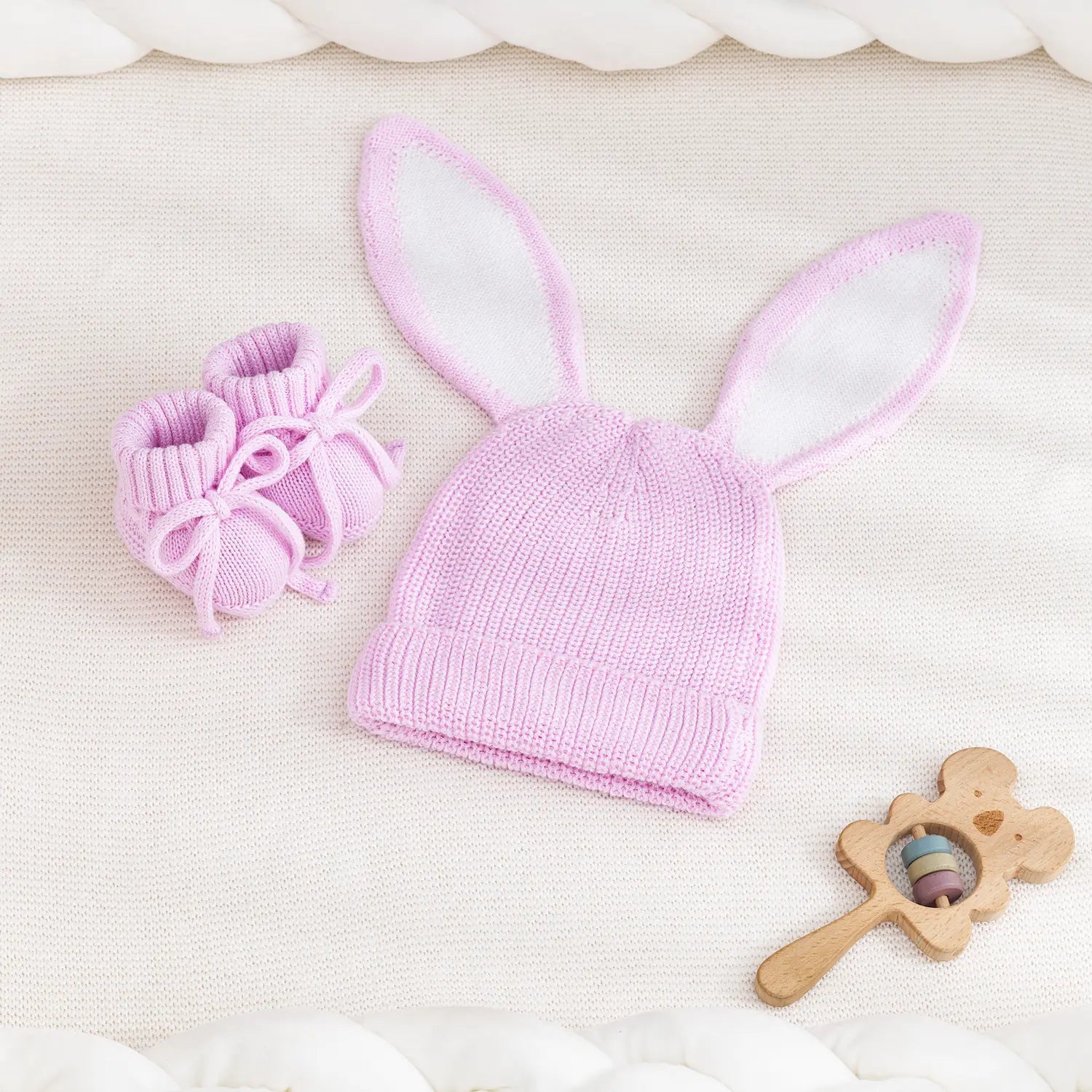 Bunny Ear Knit Beanie in Lilac - Aaria Tees Aaria Tees