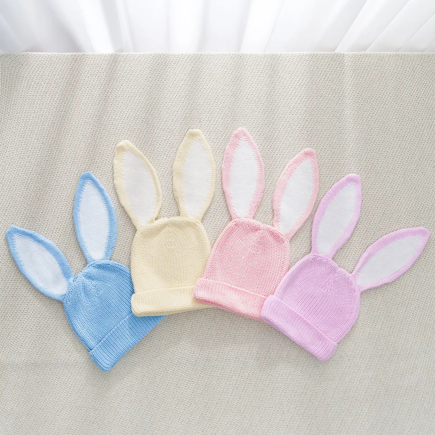 Bunny Ear Knit Beanie in Baby Blue - Aaria Tees Aaria Tees