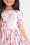 Rainbow Daisies S/S Pocket Twirl Dress - Aaria Tees Aaria Tees