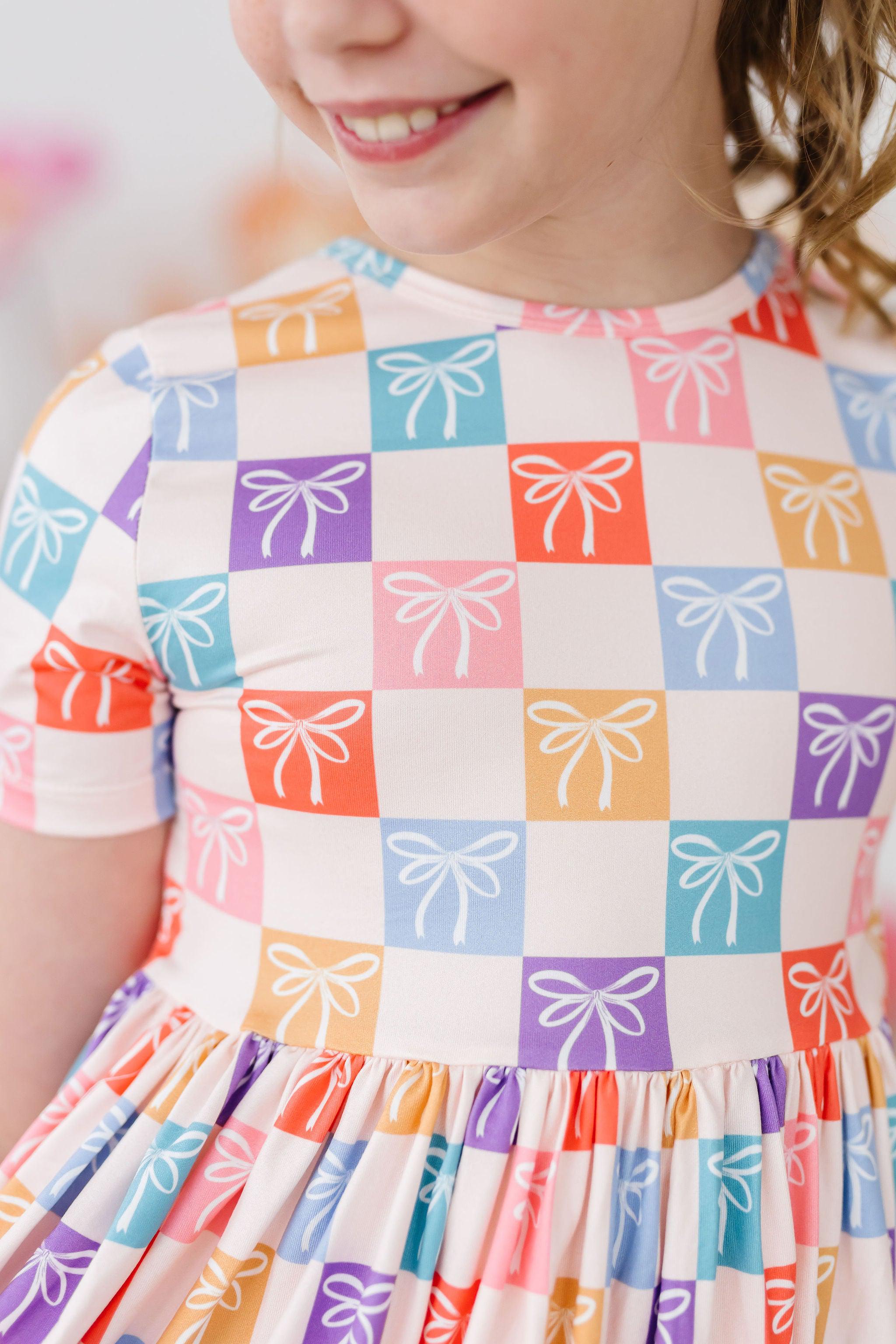 SALE Rainbow Ribbons S/S Pocket Twirl Dress - Aaria Tees Aaria Tees