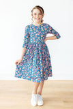 Rainforest Blooms 3/4 Sleeve Pocket Twirl Dress - Aaria Tees Aaria Tees