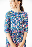 Rainforest Blooms 3/4 Sleeve Pocket Twirl Dress - Aaria Tees Aaria Tees