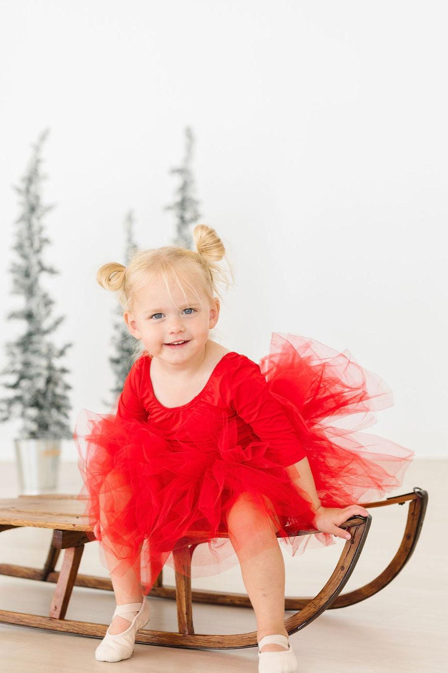 Red 3/4 Tutu Leotard - Aaria Tees Aaria Tees