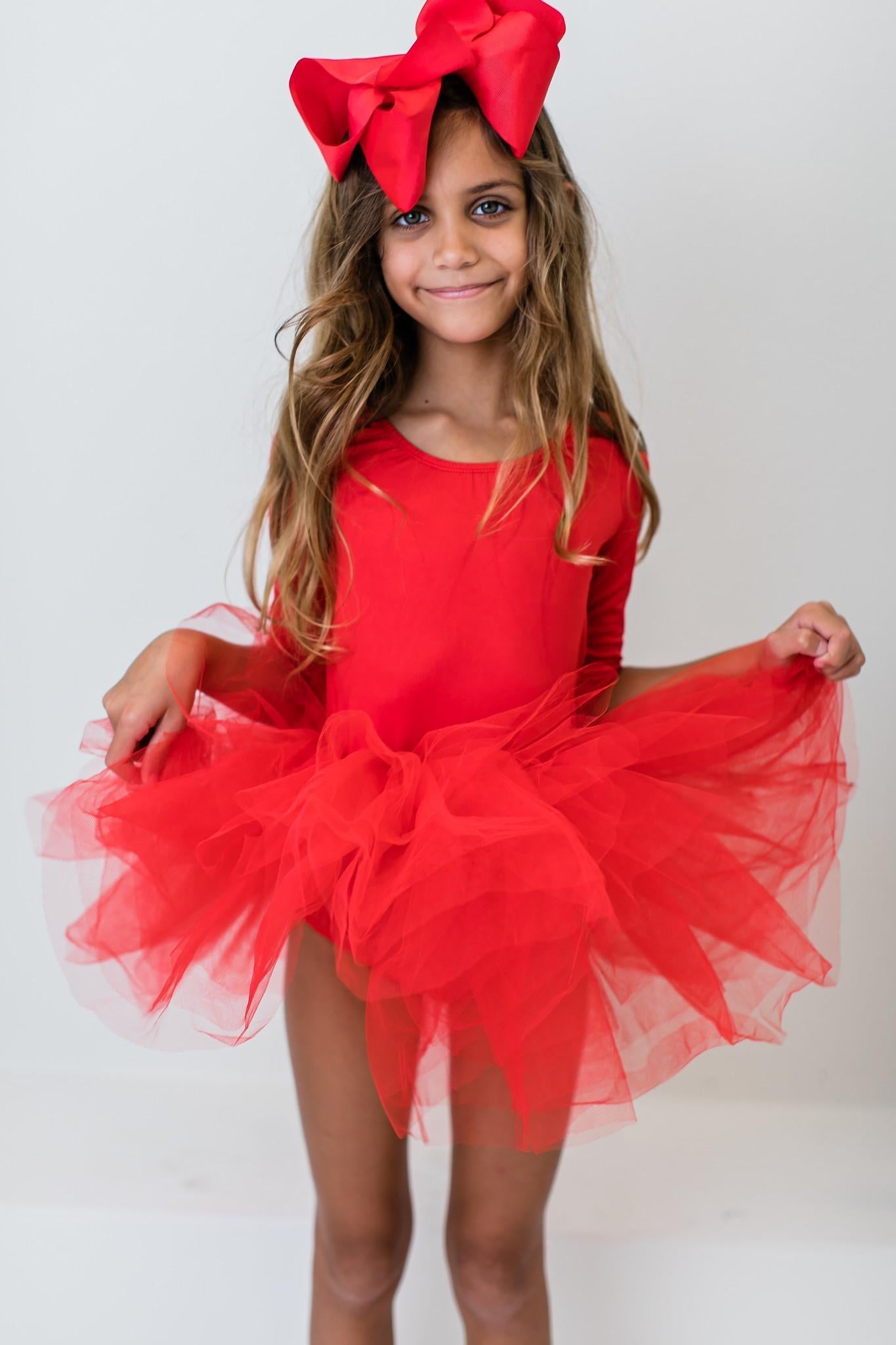 Red 3/4 Tutu Leotard - Aaria Tees Aaria Tees
