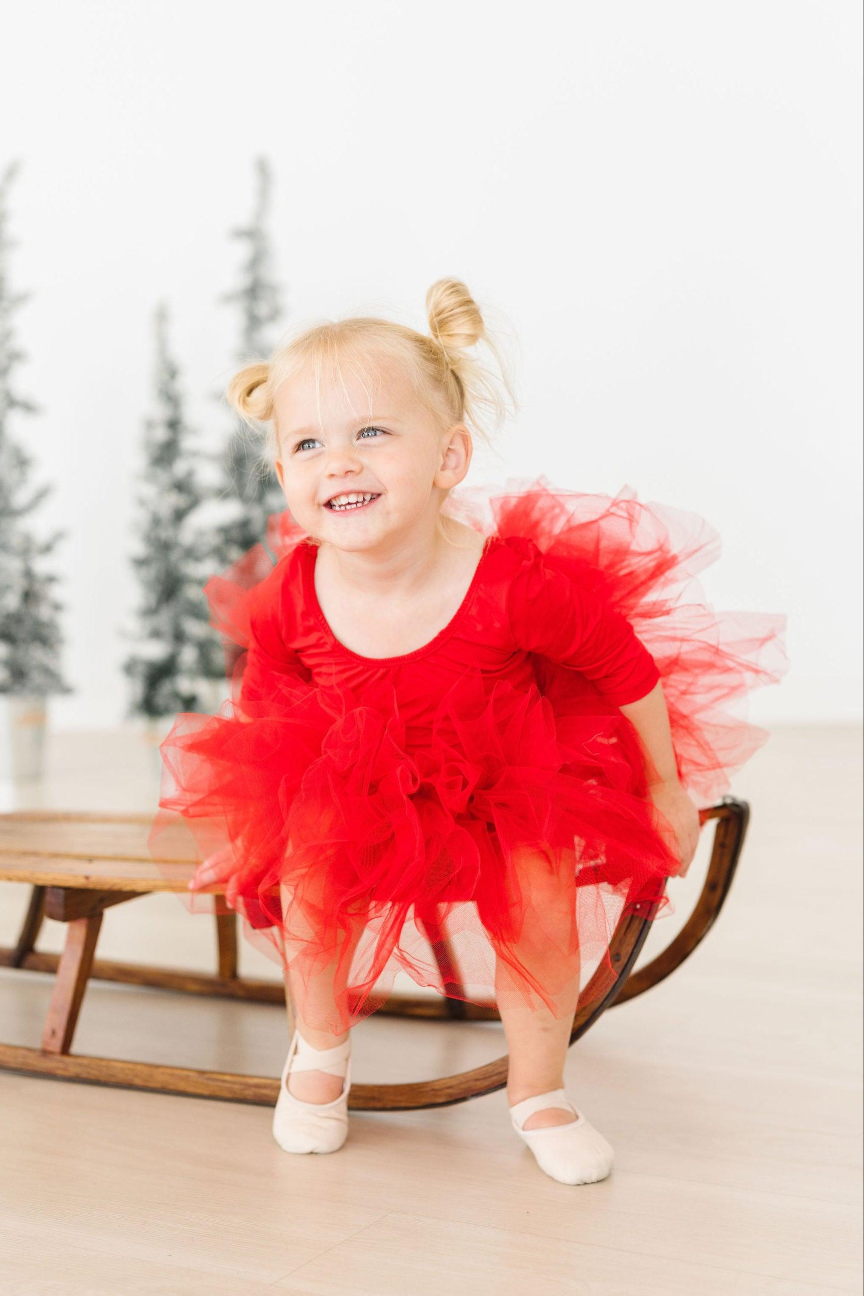 Red 3/4 Tutu Leotard - Aaria Tees Aaria Tees