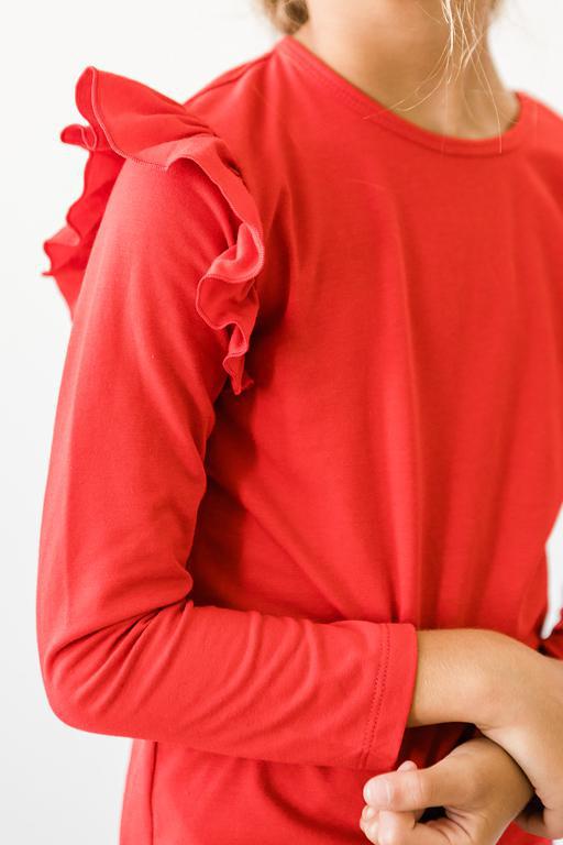Red L/S Ruffle Tee - Aaria Tees Aaria Tees
