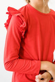 Red L/S Ruffle Tee - Aaria Tees Aaria Tees