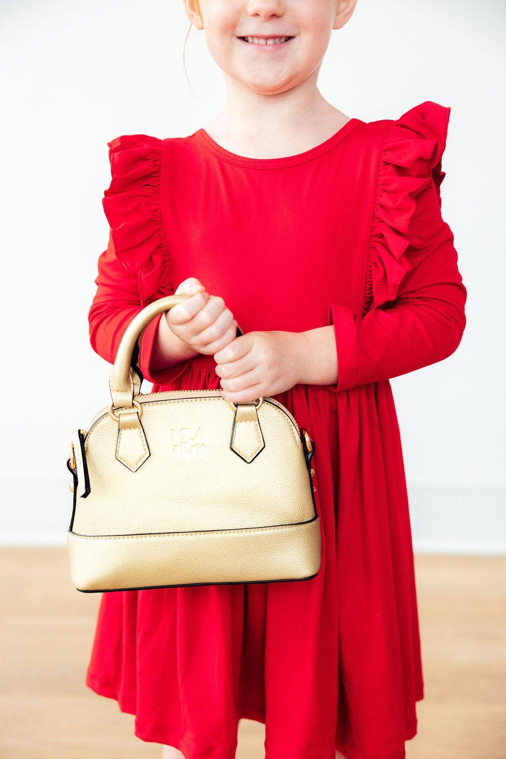 Red L/S Ruffle Twirl Dress - Aaria Tees Aaria Tees