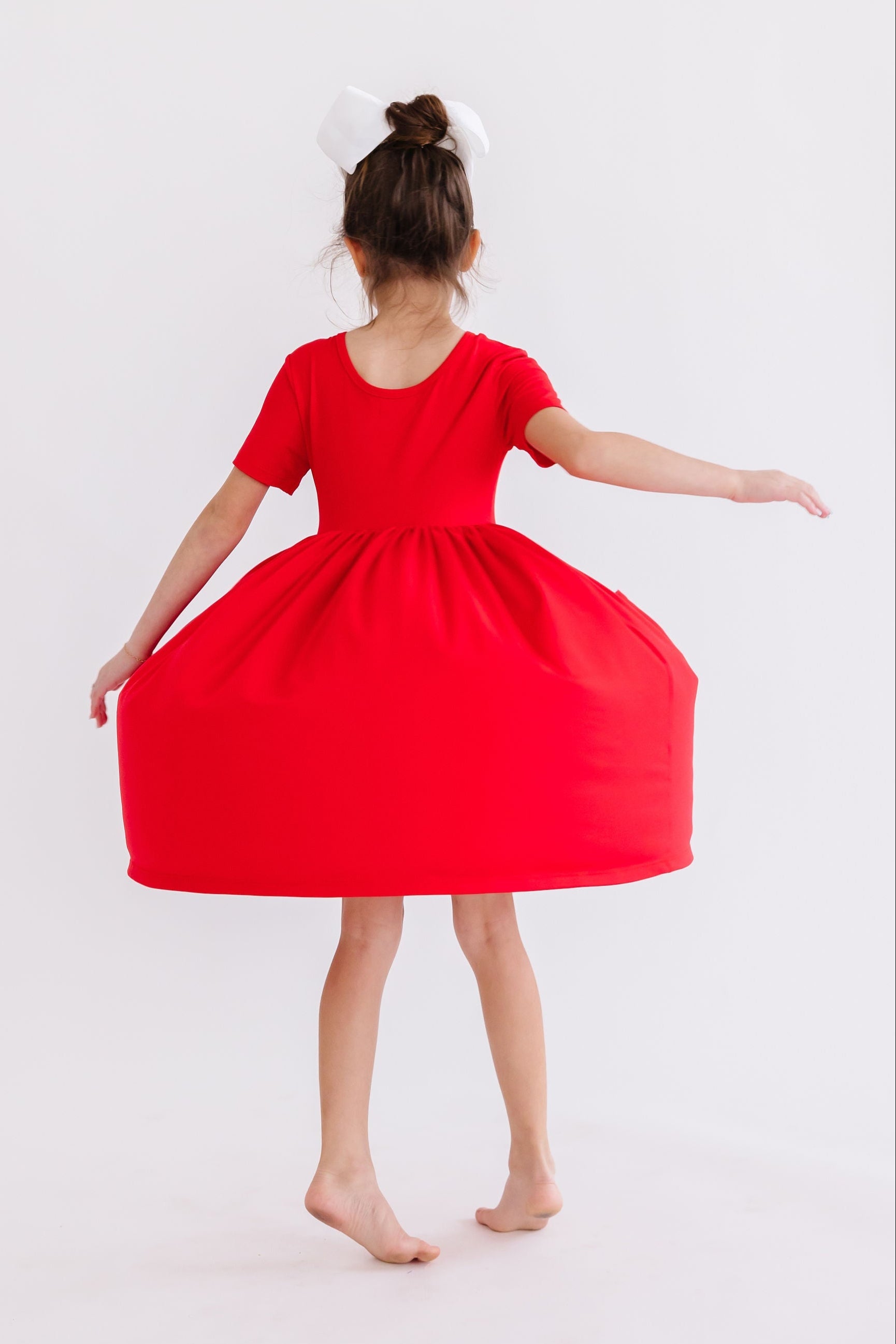 Red S/S Pocket Twirl Dress - Aaria Tees Aaria Tees