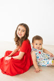 Red S/S Pocket Twirl Dress - Aaria Tees Aaria Tees