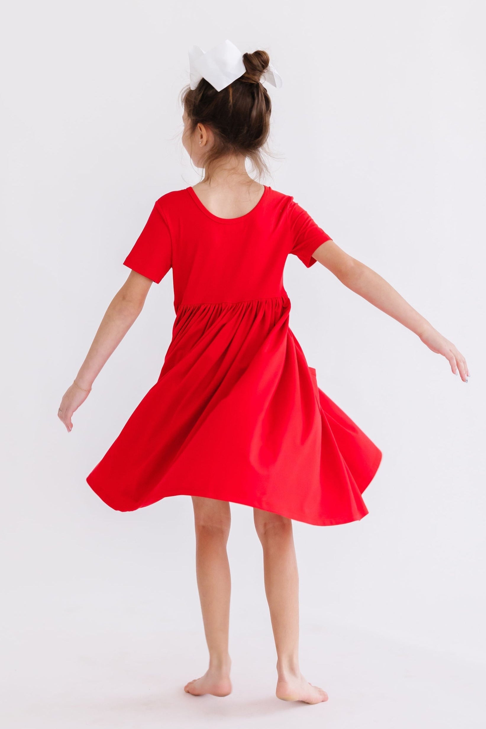 Red S/S Pocket Twirl Dress - Aaria Tees Aaria Tees