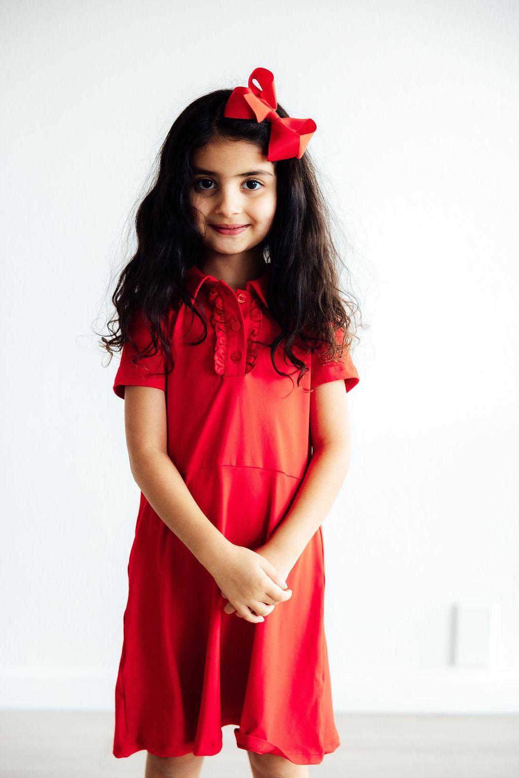 Red S/S Polo Dress - Aaria Tees Aaria Tees