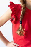 Red S/S Ruffle Tee - Aaria Tees Aaria Tees