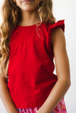 Red S/S Ruffle Tee - Aaria Tees Aaria Tees