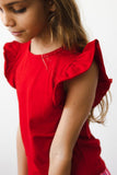 Red S/S Ruffle Tee - Aaria Tees Aaria Tees