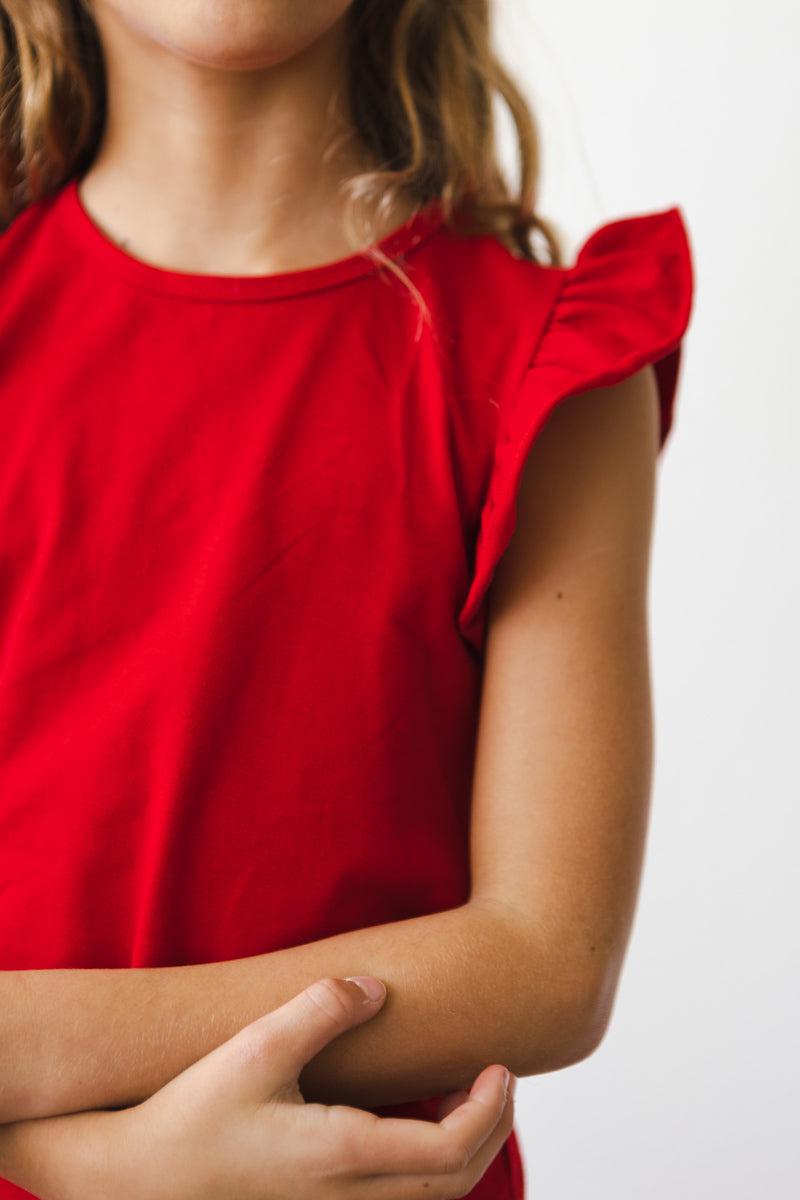 Red S/S Ruffle Tee - Aaria Tees Aaria Tees