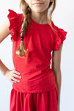 Red S/S Ruffle Tee - Aaria Tees Aaria Tees