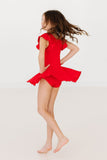 Red S/S Twirl Leotard - Aaria Tees Aaria Tees