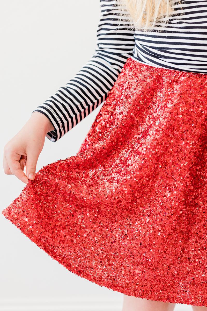 Red Sequin Twirl Skort - Aaria Tees Aaria Tees