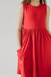 Red Tank Pocket Twirl Dress - Aaria Tees Aaria Tees