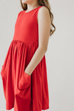 Red Tank Pocket Twirl Dress - Aaria Tees Aaria Tees