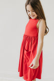 Red Tank Pocket Twirl Dress - Aaria Tees Aaria Tees