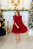 Red Velvet Ruffle Twirl Dress - Aaria Tees Aaria Tees