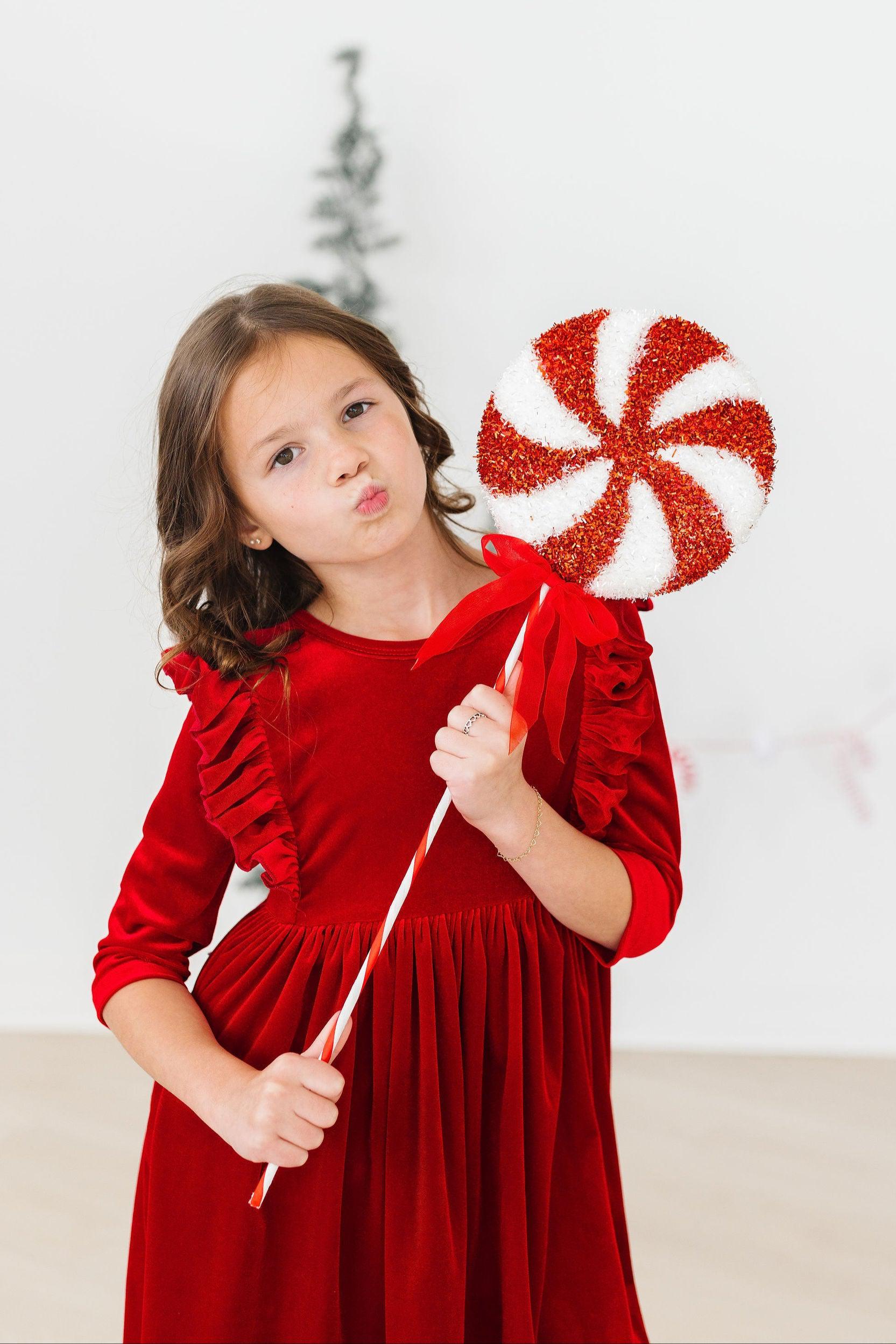 Red Velvet Ruffle Twirl Dress - Aaria Tees Aaria Tees