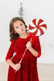 Red Velvet Ruffle Twirl Dress - Aaria Tees Aaria Tees