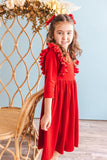 Red Velvet Ruffle Twirl Dress - Aaria Tees Aaria Tees
