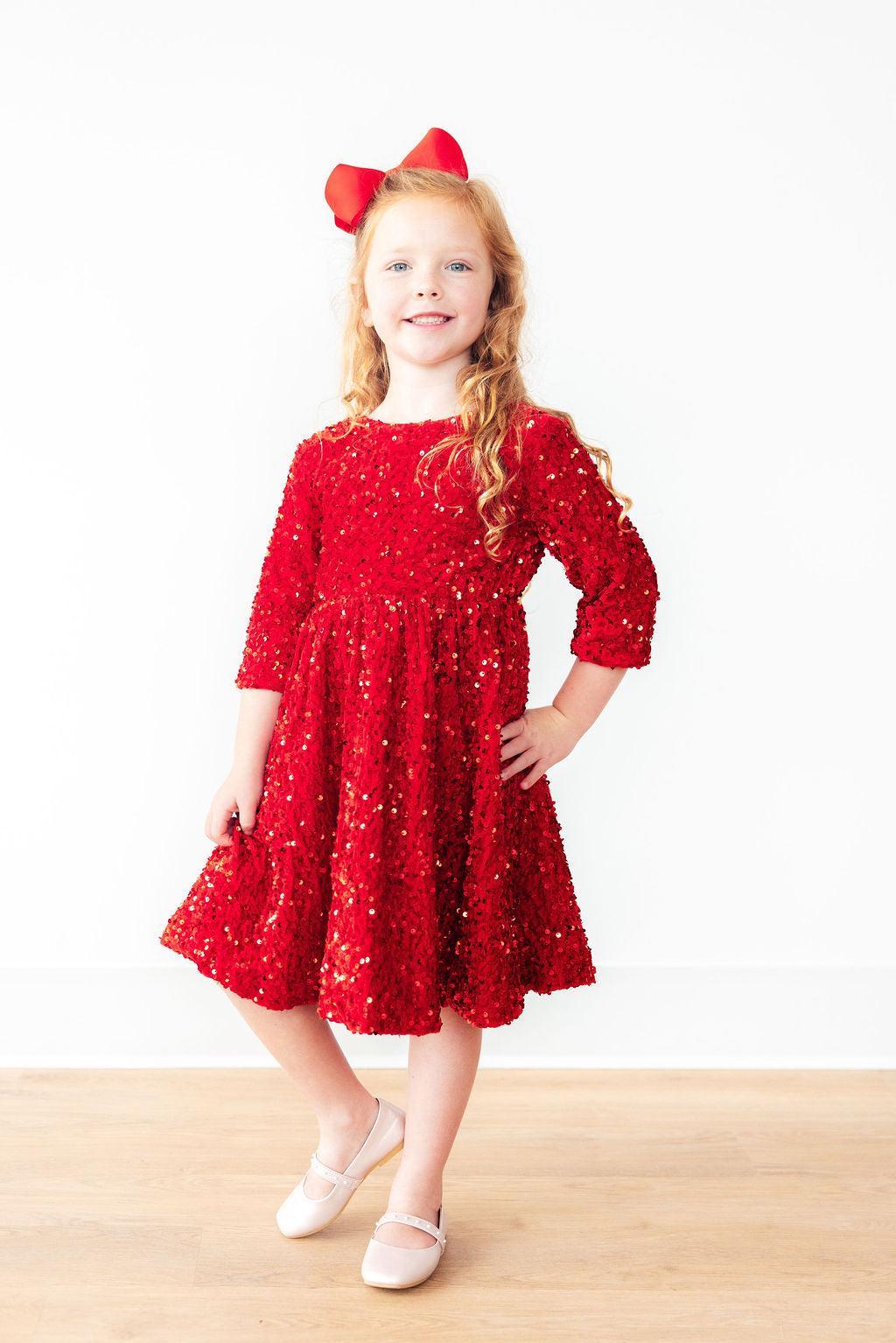 Red Velvet Sequin Dress - Aaria Tees Aaria Tees
