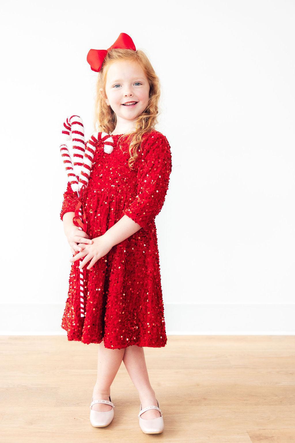 Red Velvet Sequin Dress - Aaria Tees Aaria Tees