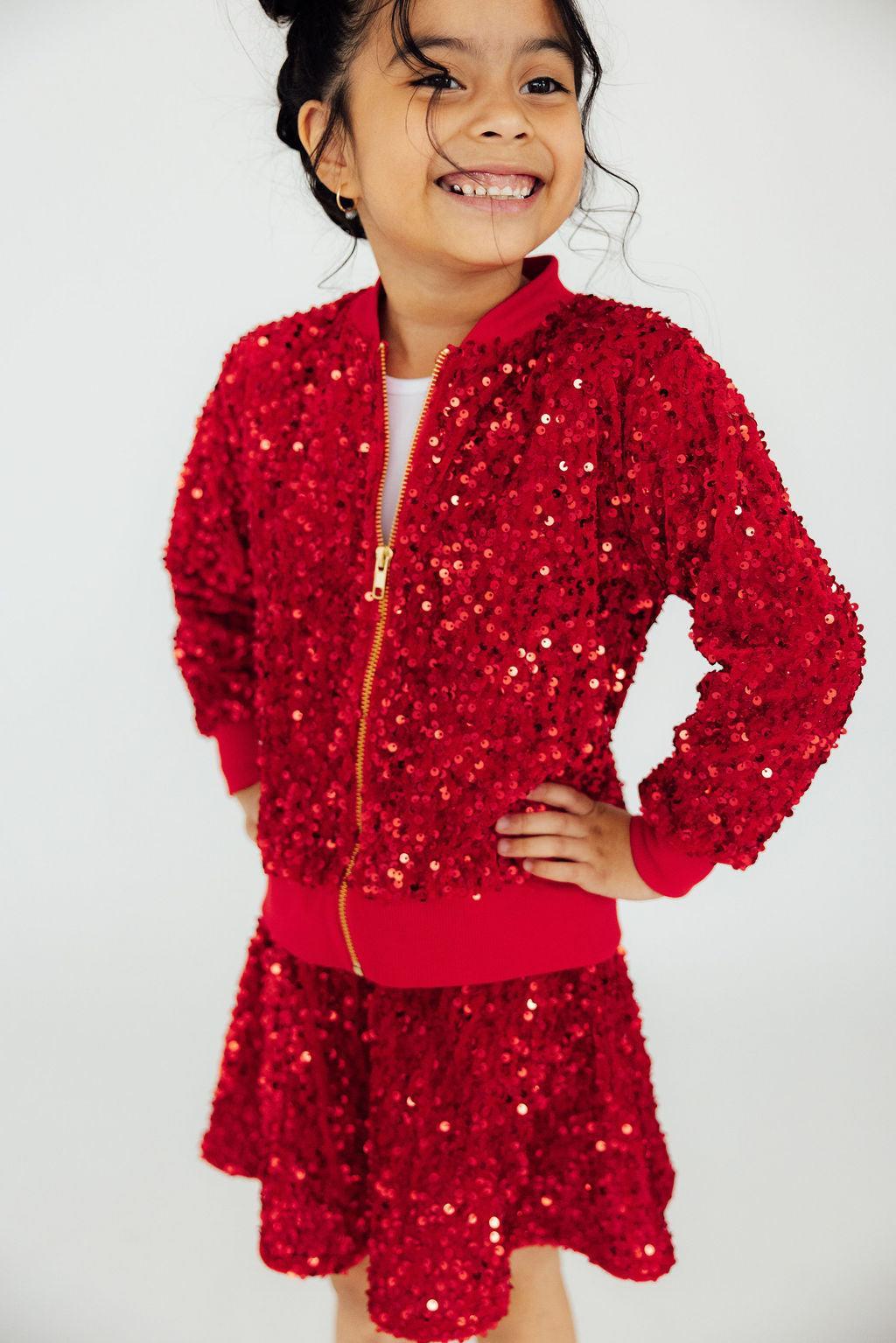 Red Velvet Sequin Twirl Skort - Aaria Tees Aaria Tees